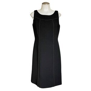 TAHARI.Black Sleeveless Dress With Stitch Detail 96% Polyester 4% Spandex Size 6